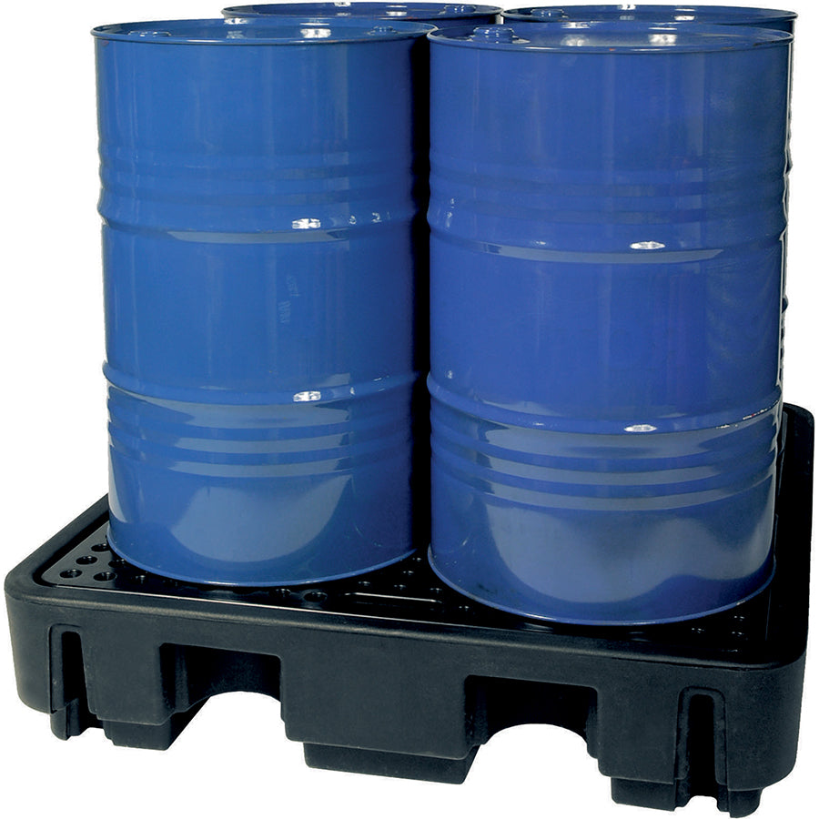 Lekbak met rooster voor olievaten