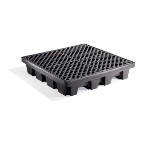 Grote kunststof lekbak van palletformaat met chemisch bestendige PE-constructie – ideaal voor veilige opslag en opvang van vloeistoffen uit vaten en containers, verkrijgbaar bij absorptieshop.nl