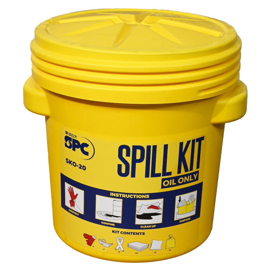 Lekkage op de werkvloer? Ruim gemorste vloeistoffen op, gebruik een Spill kit met universeel absorptiematerial - absorptieshop.nl
