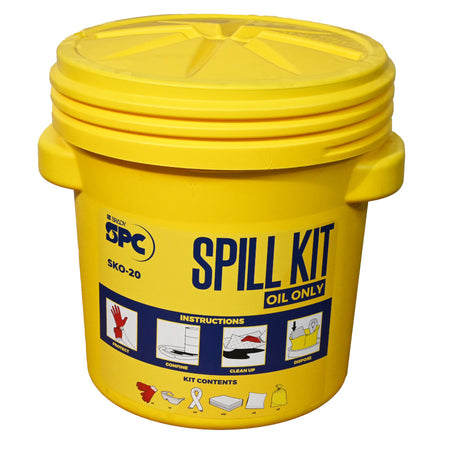 Lekkage op de werkvloer? Ruim gemorste vloeistoffen op, gebruik een Spill kit met universeel absorptiematerial - absorptieshop.nl