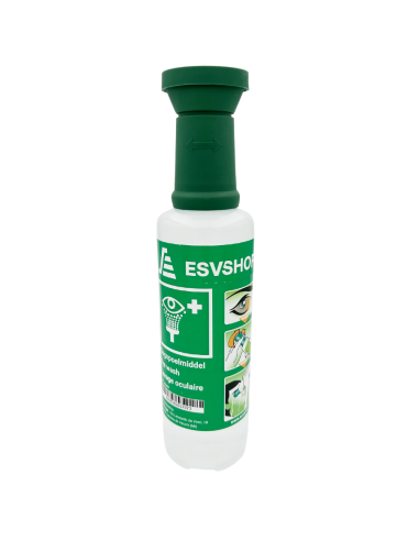 Groene oogspoelfles 500 ml voor eerste hulp bij stof, vuil of vloeistof in het oog