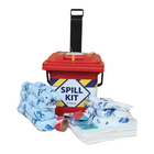 Oil-only spill kit kar met absorptiematten en sokken voor snelle inzet bij olielekkages op de werkvloer