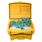 spill kit container voor opslag en opvang van chemische vloeistoffen