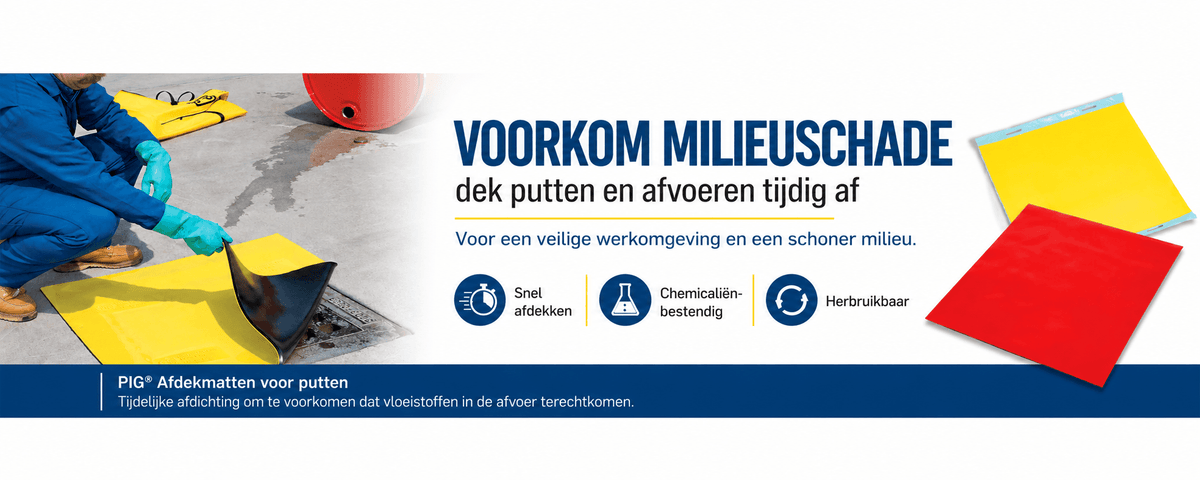 Afdekmatten voor putten zodat er geen olie en of chemische stoffen in het riool komne, te koop bij absorptieshop.