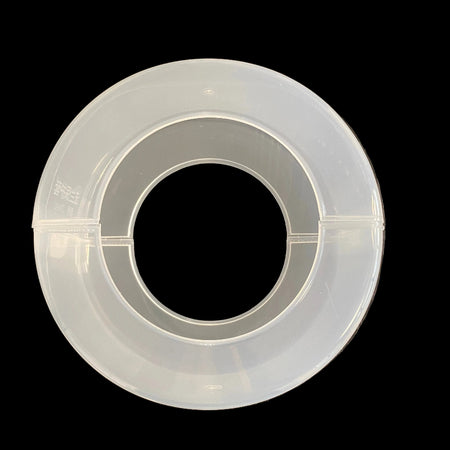 Zijaanzicht doorzichtige flensbeschermer voor buizen met maximaal 12 cm als diameter