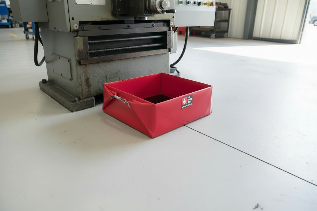 Lekbak olie werkplaats schone vloer, voorkom milieuschade of vuile werkvloeren, absorptieshop