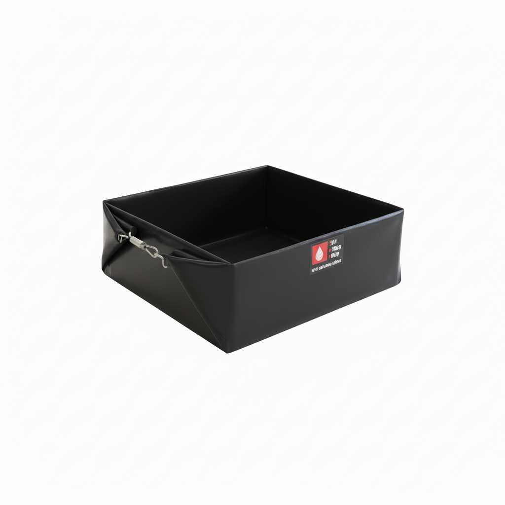 Lekbak zwart makkelijk mee te nemen, omdat deze opvouwbaar is, absorptieshop