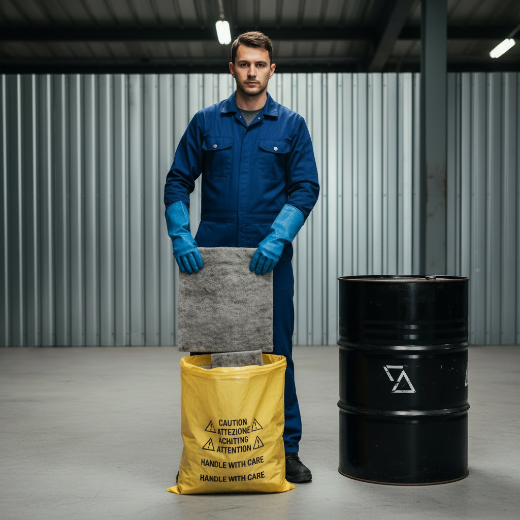 Middelgrote gele waarschuwingszak, afvalzak, Absorptieshop