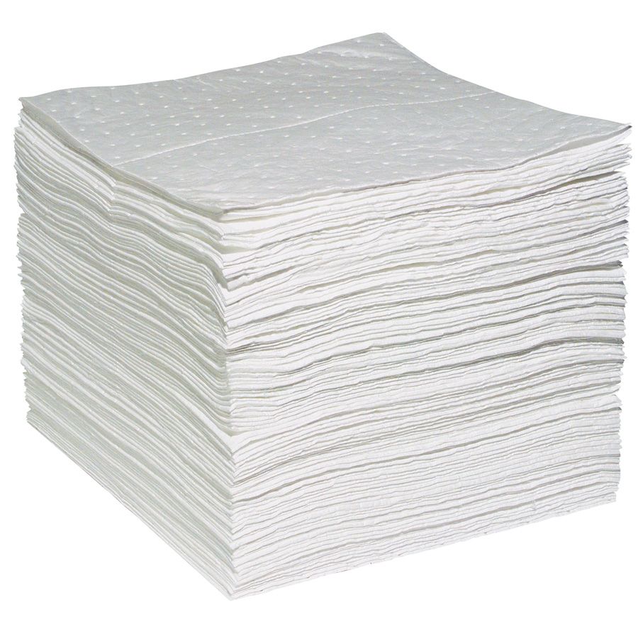 Stapel witte olie-absorberende doeken, handig bij olielekkage