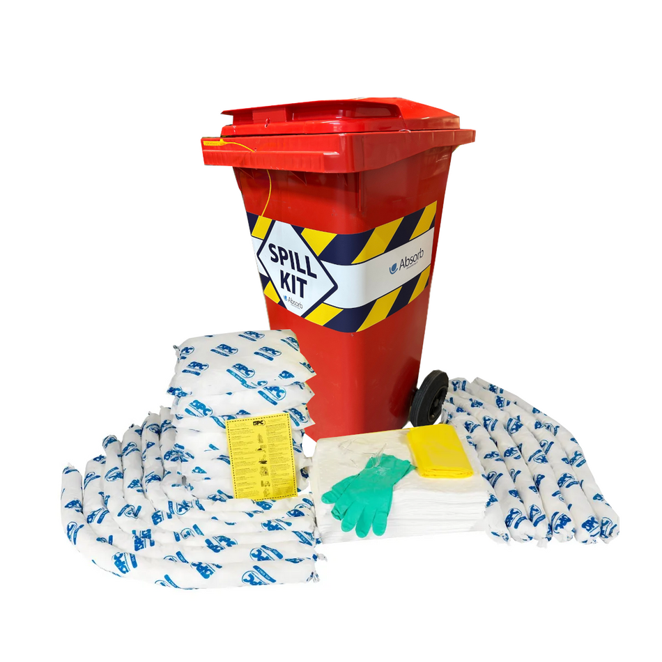 Gebruik een spill kit als er olie op de vloer ligt, absorptieshop