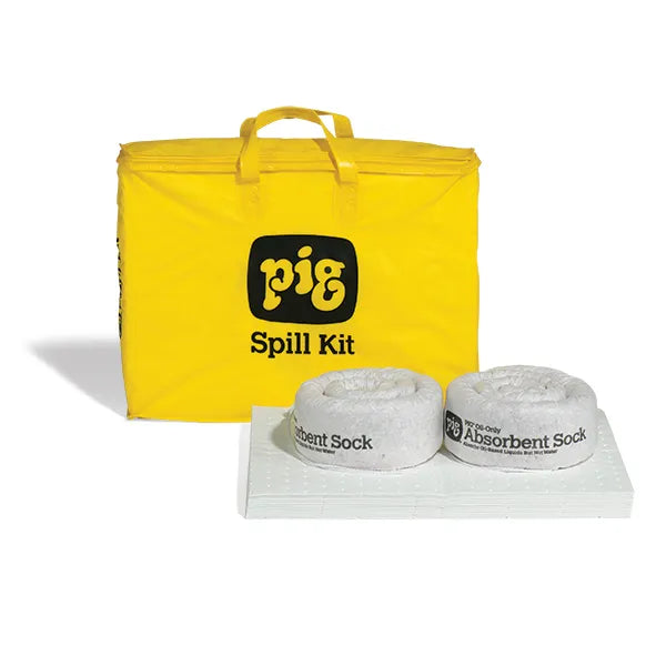 Gele tas om absorptiematerialen in te doen die oilie absorberen koop je bij absorptieshop.