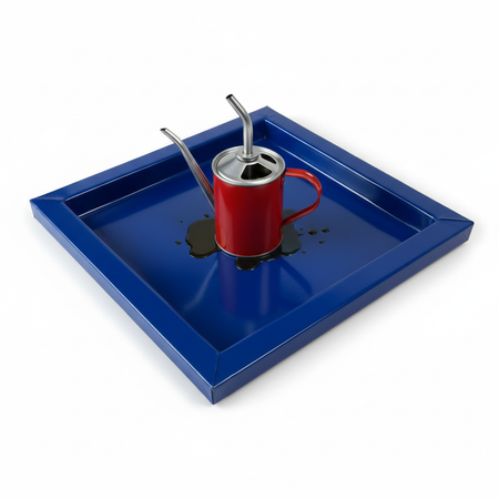 universele-blauwe lekmat met oliekannetje